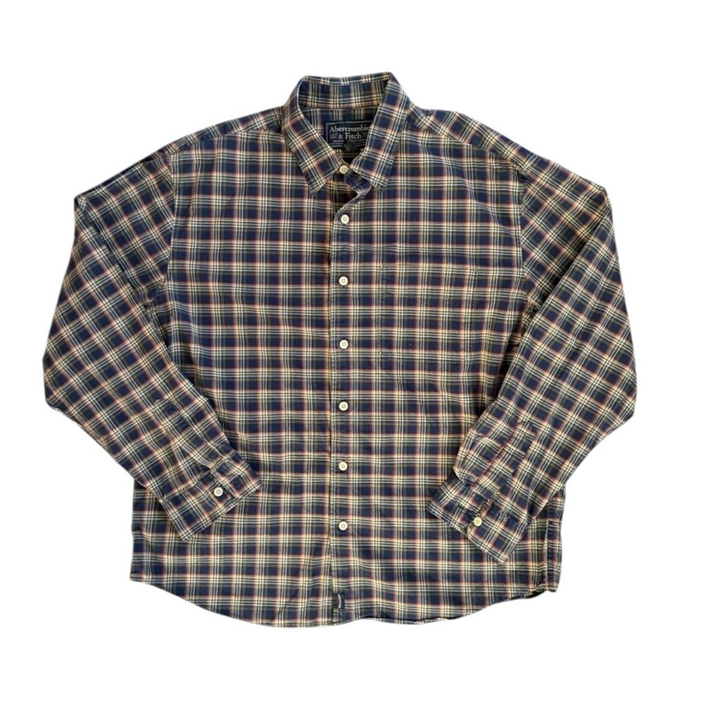 Vintage Y2K Abercrombie & Fitch Plaid Flannel Shirt Button Down Cotton Large